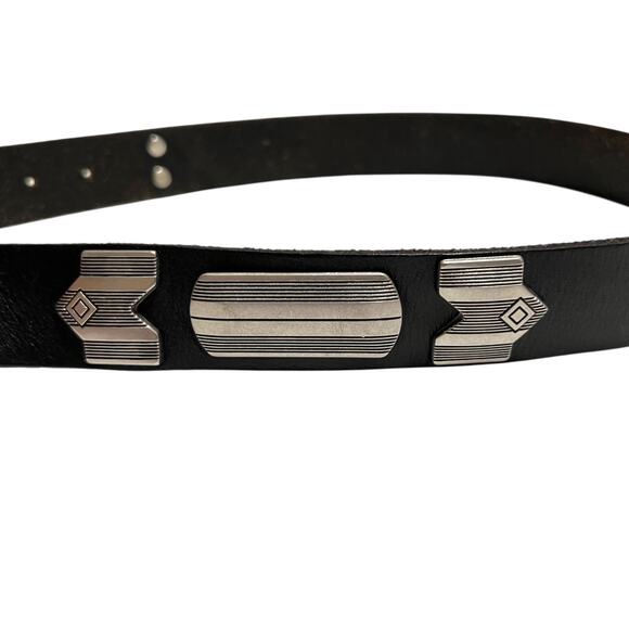 Urban Outfitters Leather Belt Black with Silver Hardware Unisex Small/Medium - Picture 7 of 13